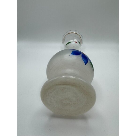 Bartlett Collins Frosted Hand Painted Gay Fad Vase 9"H x 3"Diam. Blue & white - Picture 7 of 8